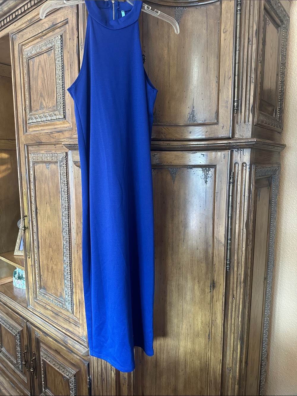 Royal Blue Halter Midi Dress - Women's Summer Dress
